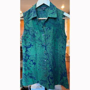 Printed Brooks Brothers Sleeveless Button-Down